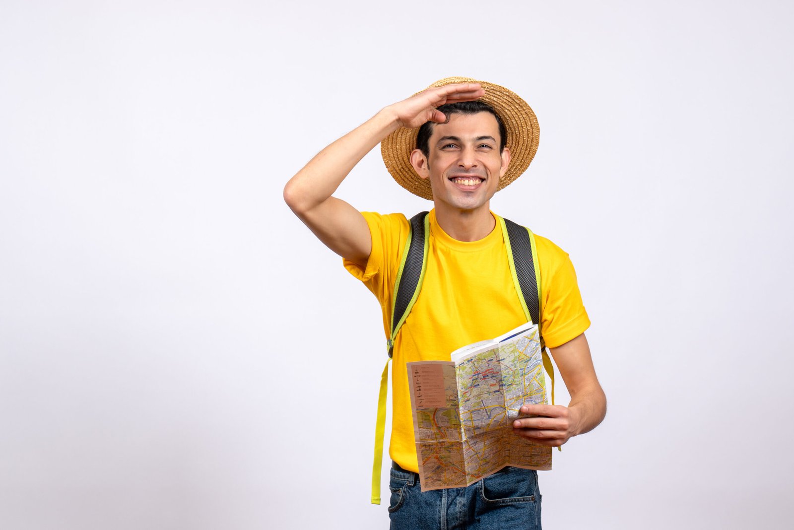 front-view-smiling-young-man-with-yellow-t-shirt-straw-hat-looking-camera